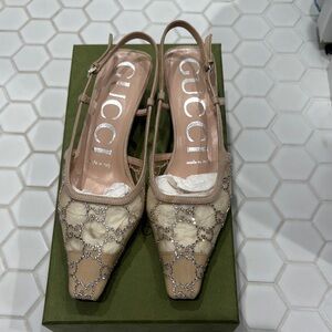Gucci GG embellished sheer slingback
